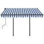 Manual retractable awning with blue and white poles 3.5x2.5 m by vidaXL, Awnings - Ref: Foro24-3070116, Price: 362,00 €, Disc...