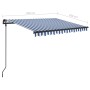 Manual retractable awning with blue and white poles 3.5x2.5 m by vidaXL, Awnings - Ref: Foro24-3070116, Price: 362,00 €, Disc...