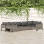 Set de muebles de jardín 7 pzas y cojines ratán sintético gris de vidaXL, Conjuntos de jardín - Ref: Foro24-3187302, Precio: ...