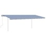 Toldo manual retráctil con postes azul y blanco 6x3,5 m de vidaXL, Toldos - Ref: Foro24-3070076, Precio: 697,99 €, Descuento: %