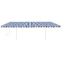 Toldo manual retráctil con postes azul y blanco 6x3,5 m de vidaXL, Toldos - Ref: Foro24-3070076, Precio: 697,34 €, Descuento: %