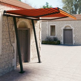 Toldo manual retráctil con postes naranja y marrón 3x2,5 m de vidaXL, Toldos - Ref: Foro24-3070100, Precio: 300,99 €, Descuen...