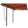 Toldo manual retráctil con postes naranja y marrón 3x2,5 m de vidaXL, Toldos - Ref: Foro24-3070100, Precio: 294,31 €, Descuen...