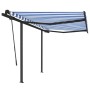 Automatic retractable awning with blue and white poles 3.5x2.5 m by vidaXL, Awnings - Ref: Foro24-3070126, Price: 463,89 €, D...