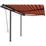 Retractable manual awning with orange and brown posts, 3.5x2.5 m. by vidaXL, Awnings - Ref: Foro24-3070120, Price: 353,32 €, ...