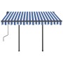 Automatic retractable awning with blue and white poles 3.5x2.5 m by vidaXL, Awnings - Ref: Foro24-3070126, Price: 463,89 €, D...