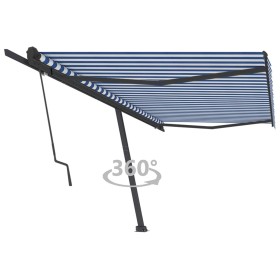 Automatic blue and white freestanding awning 500x350 cm by vidaXL, Awnings - Ref: Foro24-3069866, Price: 678,11 €, Discount: %