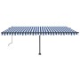 Automatic blue and white freestanding awning 500x350 cm by vidaXL, Awnings - Ref: Foro24-3069866, Price: 678,11 €, Discount: %