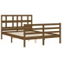 Estructura cama y cabecero madera maciza marrón miel 120x200 cm de vidaXL, Camas y somieres - Ref: Foro24-3194829, Precio: 13...