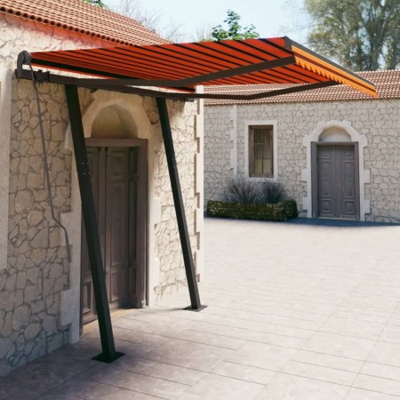 Automatic retractable awning with orange and brown poles 3.5x2.5m by vidaXL, Awnings - Ref: Foro24-3070130, Price: 474,97 €, ...