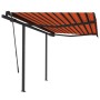 Toldo retráctil automático con postes naranja y marrón 3,5x2,5m de vidaXL, Toldos - Ref: Foro24-3070130, Precio: 462,03 €, De...