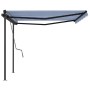 Retractable manual awning with blue and white poles 4x3 m by vidaXL, Awnings - Ref: Foro24-3070136, Price: 528,20 €, Discount: %