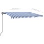 Retractable manual awning with blue and white poles 4x3 m by vidaXL, Awnings - Ref: Foro24-3070136, Price: 528,20 €, Discount: %