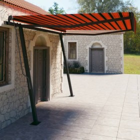 Toldo automático retráctil con postes naranja y marrón 4x3 m de vidaXL, Toldos - Ref: Foro24-3070150, Precio: 592,26 €, Descu...