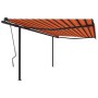 Automatic retractable awning with orange and brown poles 4x3 m by vidaXL, Awnings - Ref: Foro24-3070150, Price: 593,99 €, Dis...