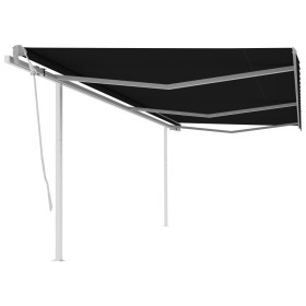 Toldo retráctil manual con postes gris antracita 6x3 m de vidaXL, Toldos - Ref: Foro24-3069999, Precio: 673,99 €, Descuento: %