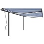 Toldo automático con LED sensor de viento azul y blanco 4,5x3 m de vidaXL, Toldos - Ref: Foro24-3070171, Precio: 673,03 €, De...