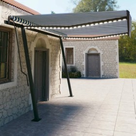 Manual retractable awning with blue and white LED 4.5x3 m by vidaXL, Awnings - Ref: Foro24-3070161, Price: 556,41 €, Discount: %