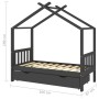 Estructura de cama infantil y cajón madera pino gris 80x160cm de vidaXL, Cunas y camas para niños - Ref: Foro24-322152, Preci...