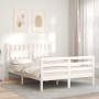 White solid wood bed frame with headboard 140x200 cm by vidaXL, Beds and slatted bases - Ref: Foro24-3194312, Price: 145,84 €...