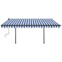 Automatic retractable awning with blue and white poles 4.5x3 m by vidaXL, Awnings - Ref: Foro24-3070166, Price: 637,57 €, Dis...