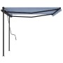 Automatic retractable awning with blue and white poles 4.5x3 m by vidaXL, Awnings - Ref: Foro24-3070166, Price: 637,57 €, Dis...