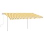 Manual retractable awning with yellow and white poles 4.5x3.5 m by vidaXL, Awnings - Ref: Foro24-3070038, Price: 459,29 €, Di...