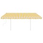 Manual retractable awning with yellow and white poles 4.5x3.5 m by vidaXL, Awnings - Ref: Foro24-3070038, Price: 459,29 €, Di...