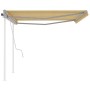 Manual retractable awning with yellow and white poles 4.5x3.5 m by vidaXL, Awnings - Ref: Foro24-3070038, Price: 459,29 €, Di...