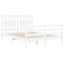 White solid wood bed frame with headboard 140x200 cm by vidaXL, Beds and slatted bases - Ref: Foro24-3194312, Price: 145,84 €...