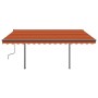 Toldo automático retráctil con postes naranja y marrón 4,5x3 m de vidaXL, Toldos - Ref: Foro24-3070170, Precio: 626,45 €, Des...