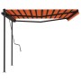 Automatic retractable awning with orange and brown poles 4.5x3 m by vidaXL, Awnings - Ref: Foro24-3070170, Price: 626,45 €, D...