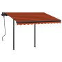 Manual retractable awning with orange and brown LED 3x2.5 m by vidaXL, Awnings - Ref: Foro24-3070105, Price: 345,31 €, Discou...