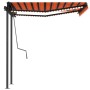 Manual retractable awning with orange and brown LED 3x2.5 m by vidaXL, Awnings - Ref: Foro24-3070105, Price: 345,31 €, Discou...