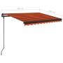 Manual retractable awning with orange and brown LED 3x2.5 m by vidaXL, Awnings - Ref: Foro24-3070105, Price: 345,31 €, Discou...