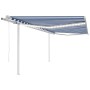 Toldo automático LED sensor de viento azul y blanco 4,5x3,5 m de vidaXL, Toldos - Ref: Foro24-3070051, Precio: 766,35 €, Desc...