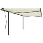 Manual retractable awning with cream color and LED lights, 4.5x3 m. by vidaXL, Awnings - Ref: Foro24-3070162, Price: 580,39 €...