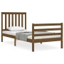 Honey brown solid wood bed frame with headboard 90x200cm by vidaXL, Beds and slatted bases - Ref: Foro24-3194234, Price: 113,...