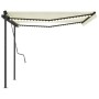 Manual retractable awning with cream color and LED lights, 4.5x3 m. by vidaXL, Awnings - Ref: Foro24-3070162, Price: 580,39 €...