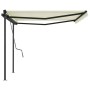 Automatic retractable awning with cream poles 4.5x3 m by vidaXL, Awnings - Ref: Foro24-3070167, Price: 656,80 €, Discount: %