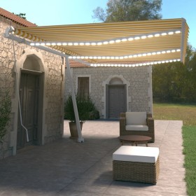 Toldo manual retráctil con LED amarillo y blanco 600x350 cm de vidaXL, Toldos - Ref: Foro24-3069683, Precio: 722,99 €, Descue...