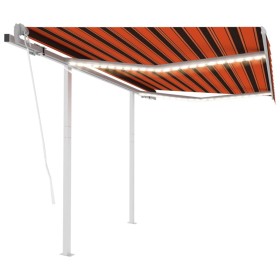 Automatic awning with wind sensor LED orange brown 3.5x2.5 m by vidaXL, Awnings - Ref: Foro24-3069935, Price: 562,35 €, Disco...