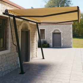 Toldo automático retráctil con postes amarillo y blanco 4,5x3 m de vidaXL, Toldos - Ref: Foro24-3070168, Precio: 630,99 €, De...