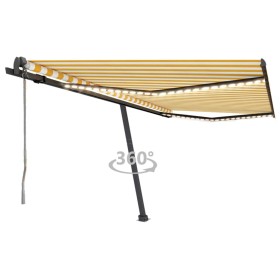 Toldo automático LED sensor de viento amarillo blanco 400x350cm de vidaXL, Toldos - Ref: Foro24-3069833, Precio: 777,99 €, De...