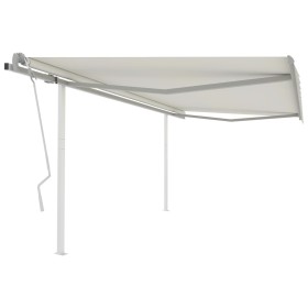 Manual retractable awning with cream poles 4.5x3.5 m by vidaXL, Awnings - Ref: Foro24-3070037, Price: 478,99 €, Discount: %