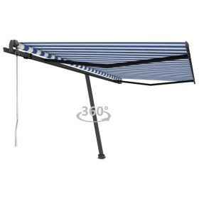 Toldo de pie automático azul y blanco 450x350 cm de vidaXL, Toldos - Ref: Foro24-3069846, Precio: 628,99 €, Descuento: %