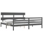 Gray solid wood bed frame with headboard 200x200 cm by vidaXL, Beds and slatted bases - Ref: Foro24-3195113, Price: 164,39 €,...