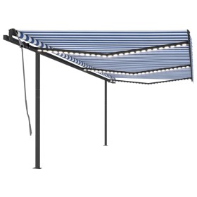 Toldo automático con LED sensor de viento azul y blanco 6x3 m de vidaXL, Toldos - Ref: Foro24-3070211, Precio: 846,98 €, Desc...