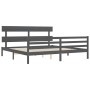 Gray solid wood bed frame with headboard 200x200 cm by vidaXL, Beds and slatted bases - Ref: Foro24-3195113, Price: 164,39 €,...