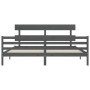 Gray solid wood bed frame with headboard 200x200 cm by vidaXL, Beds and slatted bases - Ref: Foro24-3195113, Price: 164,39 €,...